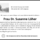 Wir trauern um Frau Dr. Susanne Löher